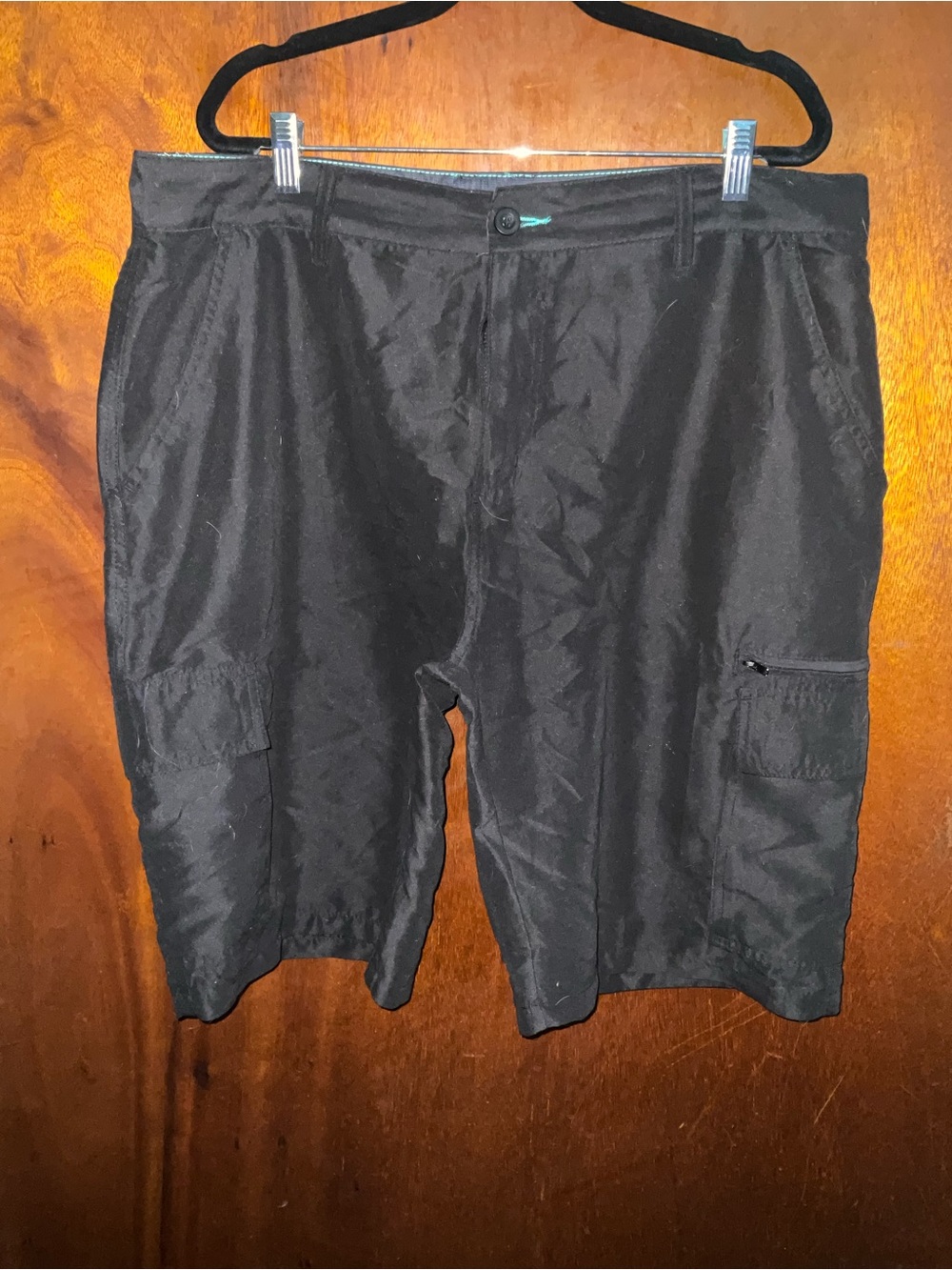 Men's Black Cargo Shorts with Side Pockets